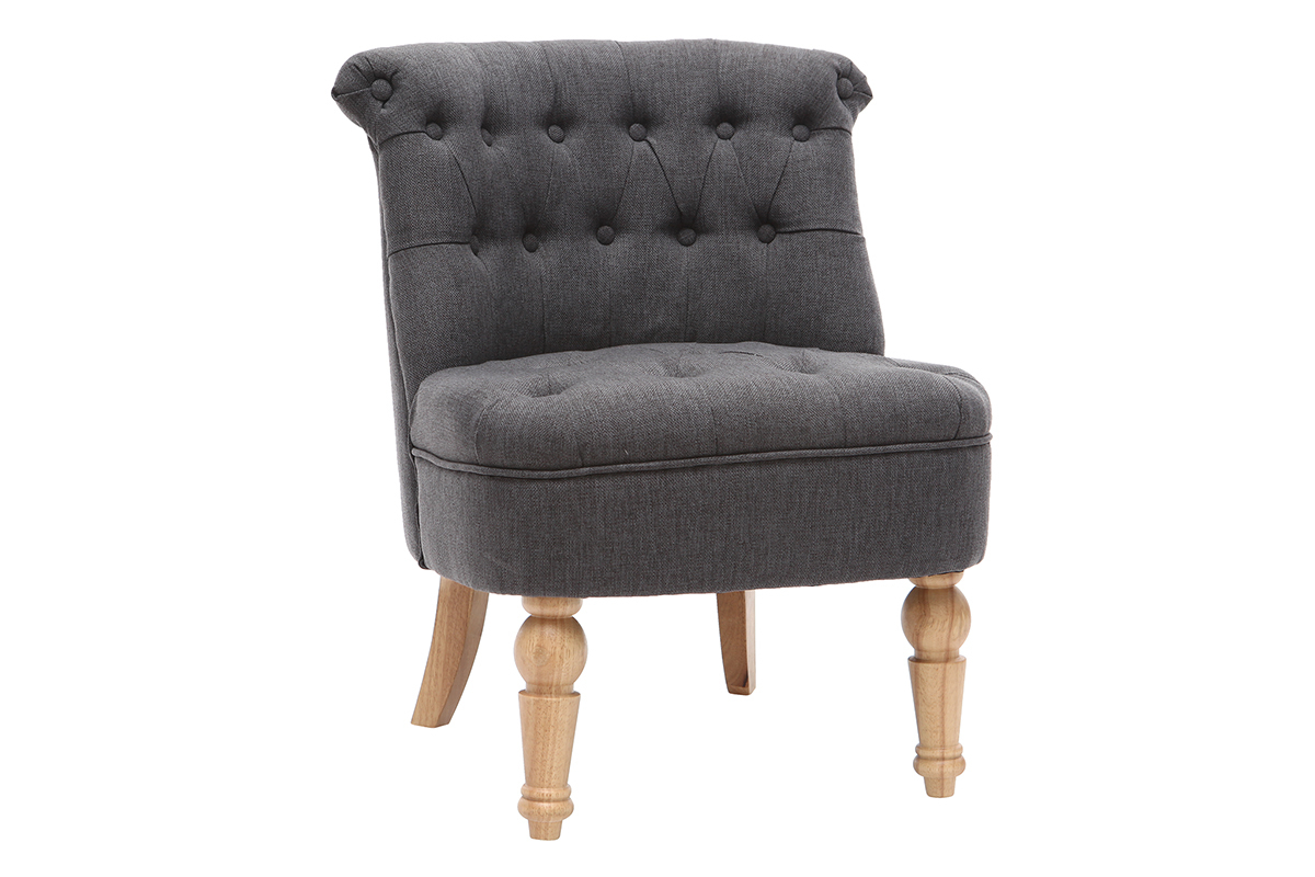 Fauteuil crapaud classique tissu gris fonc� ODEON