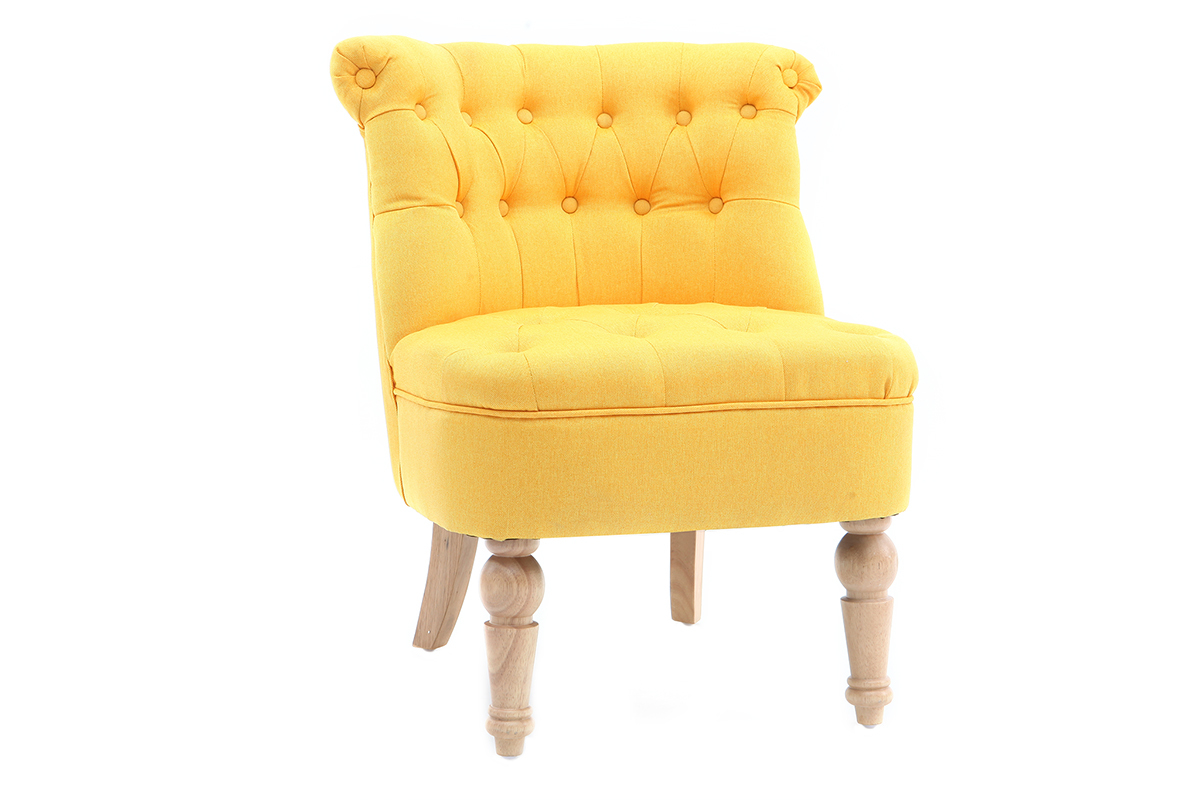 Fauteuil crapaud classique tissu jaune ODEON