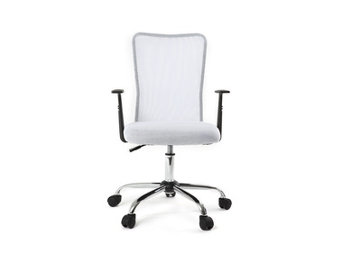 Fauteuil de bureau à roulettes design en mesh blanc et acier chromé PLUZ