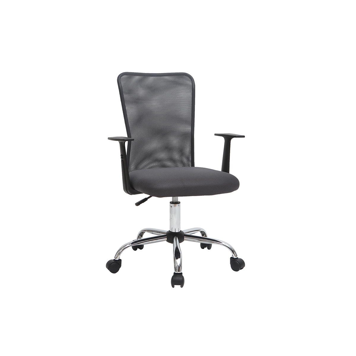 Fauteuil de bureau à roulettes design en mesh gris et acier chromé PLUZ Fauteuil de bureau à roulettes design en mesh gris et acier chromé PLUZ
