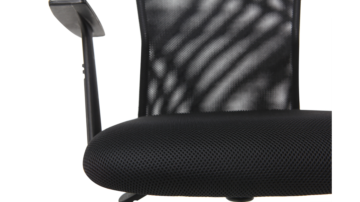 Fauteuil de bureau à roulettes design en mesh noir et acier chromé PLUZ