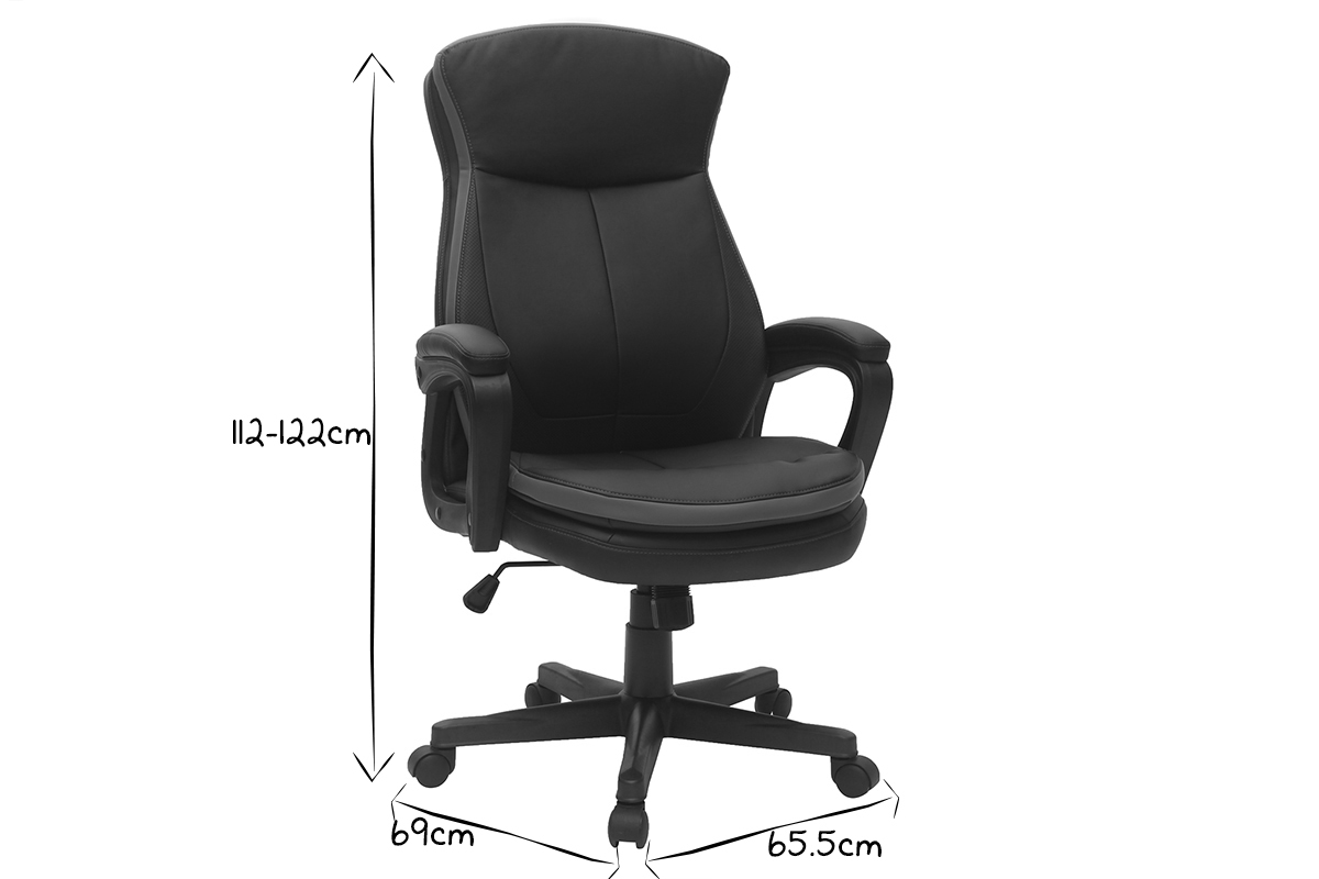 Fauteuil de bureau � roulettes design noir WALL STREET