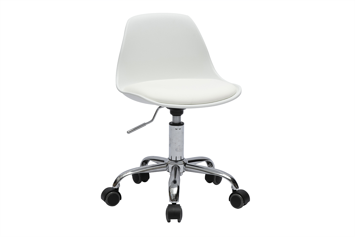 Fauteuil de bureau blanc enfant  roulettes STEEVY