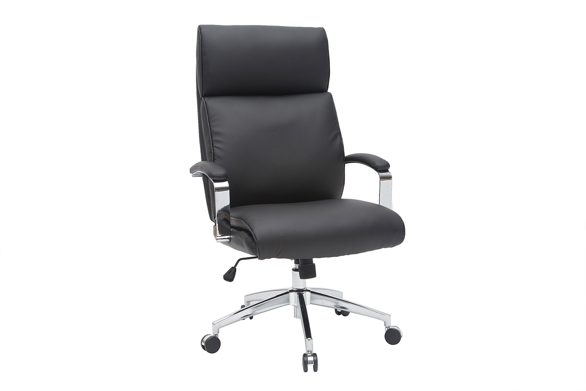 Fauteuil de bureau cuir noir CITY - cuir de vache