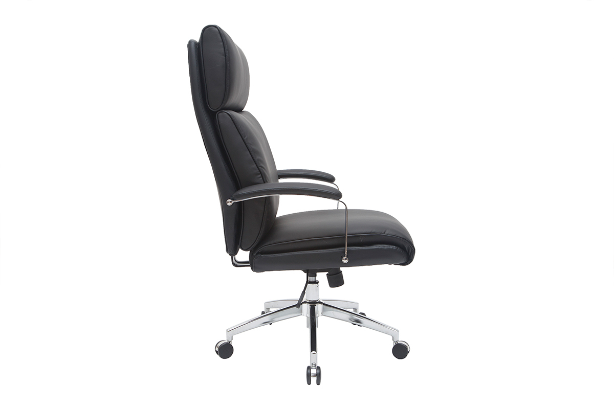 Fauteuil de bureau cuir noir CITY - cuir de vache
