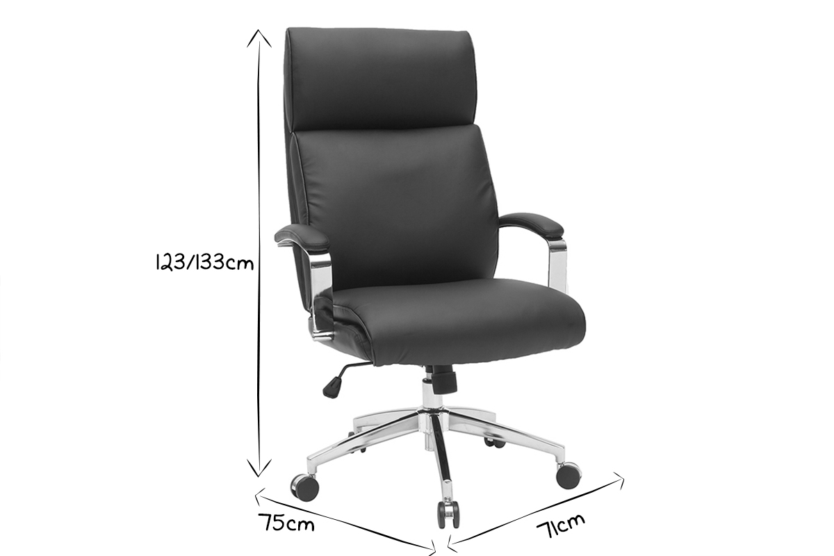 Fauteuil de bureau cuir noir CITY - cuir de vache