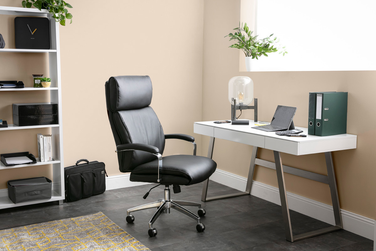 Fauteuil de bureau cuir noir CITY - cuir de vache