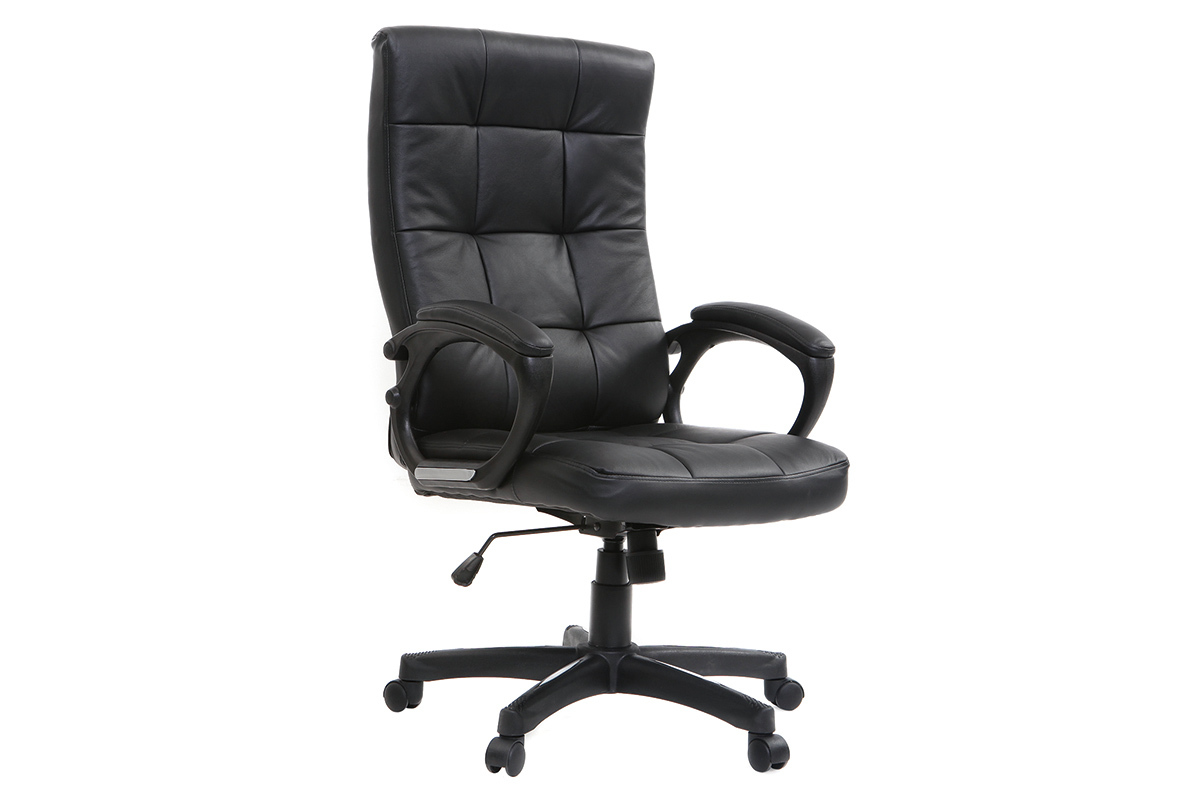 Fauteuil de bureau Cuir noir design LORENZO