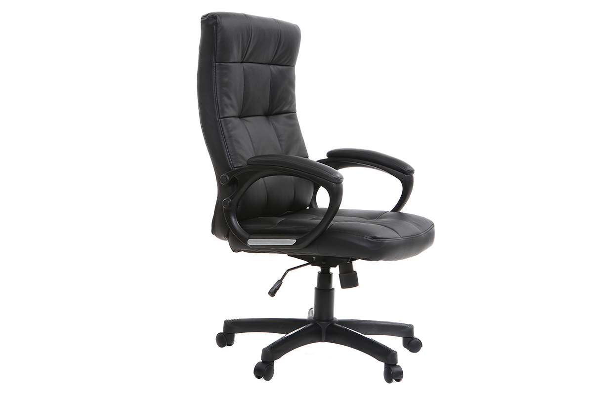 Fauteuil de bureau Cuir noir design LORENZO