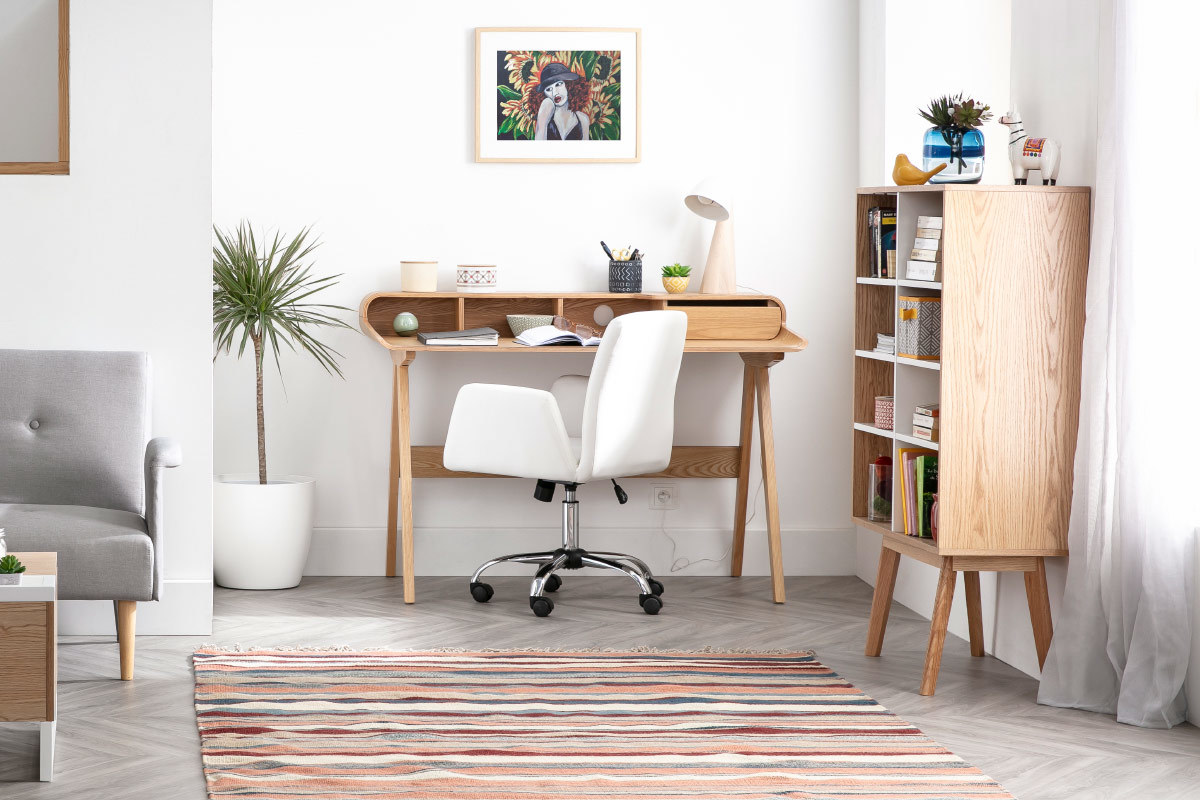 Fauteuil de bureau design blanc ARIEL