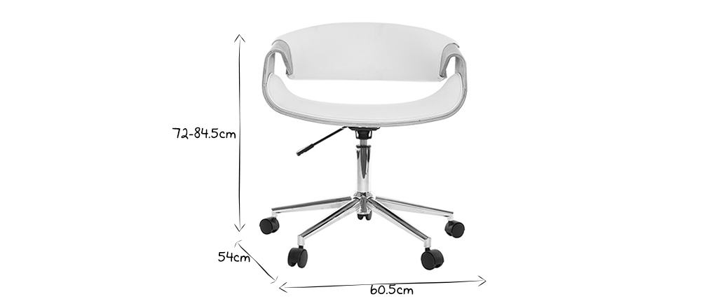 Fauteuil de bureau design blanc et bois clair ARAMIS