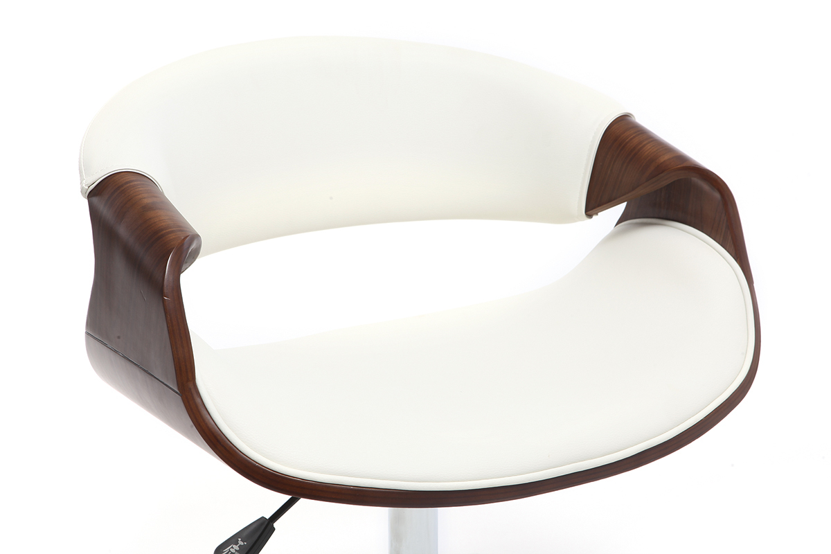 Fauteuil de bureau design blanc et noyer ARAMIS