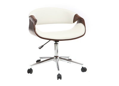 Fauteuil de bureau design blanc et noyer ARAMIS