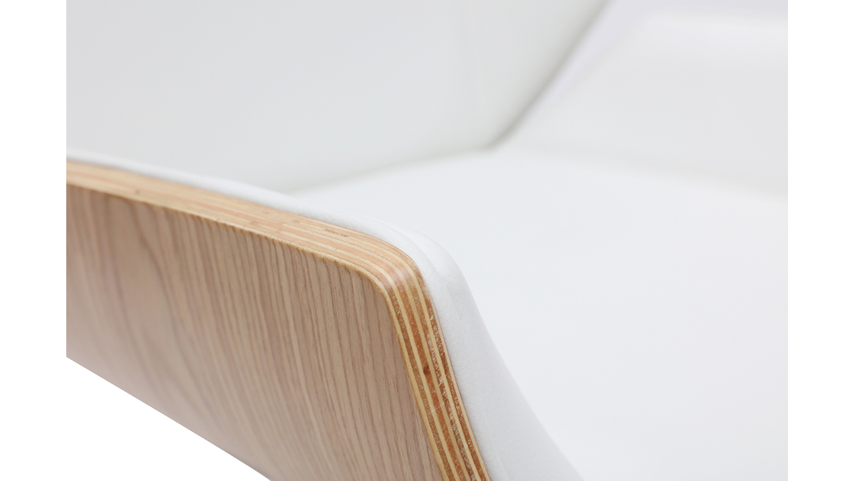 Fauteuil de bureau design bois clair et blanc CURVED