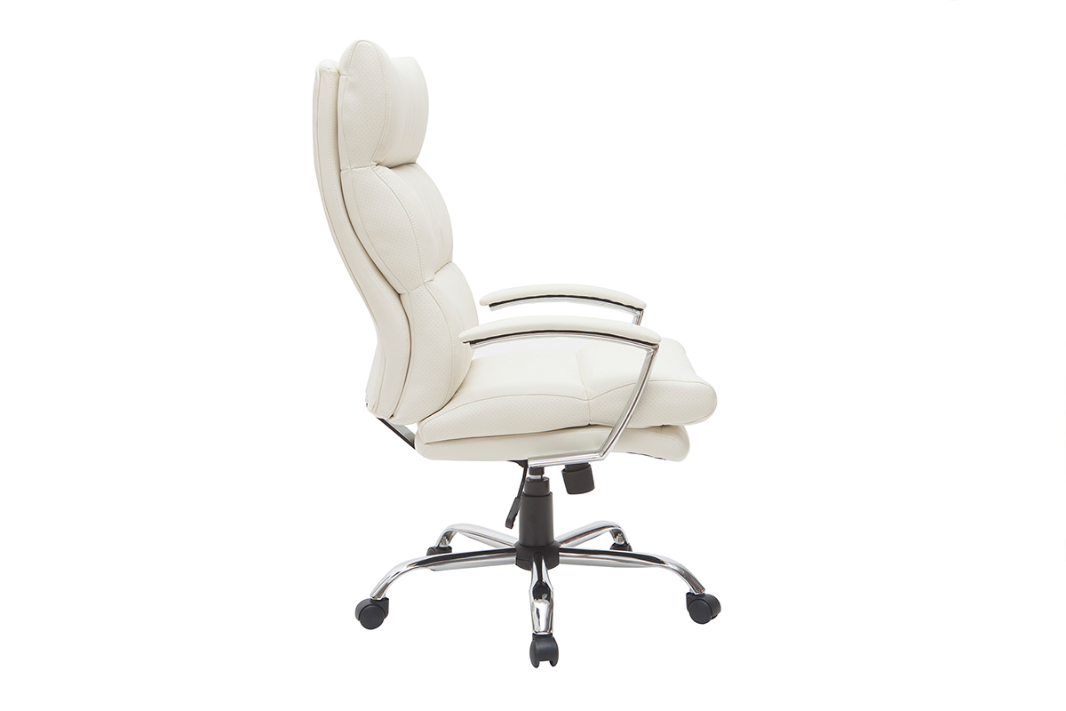 Fauteuil de bureau design cuir blanc TILIO - cuir de vache