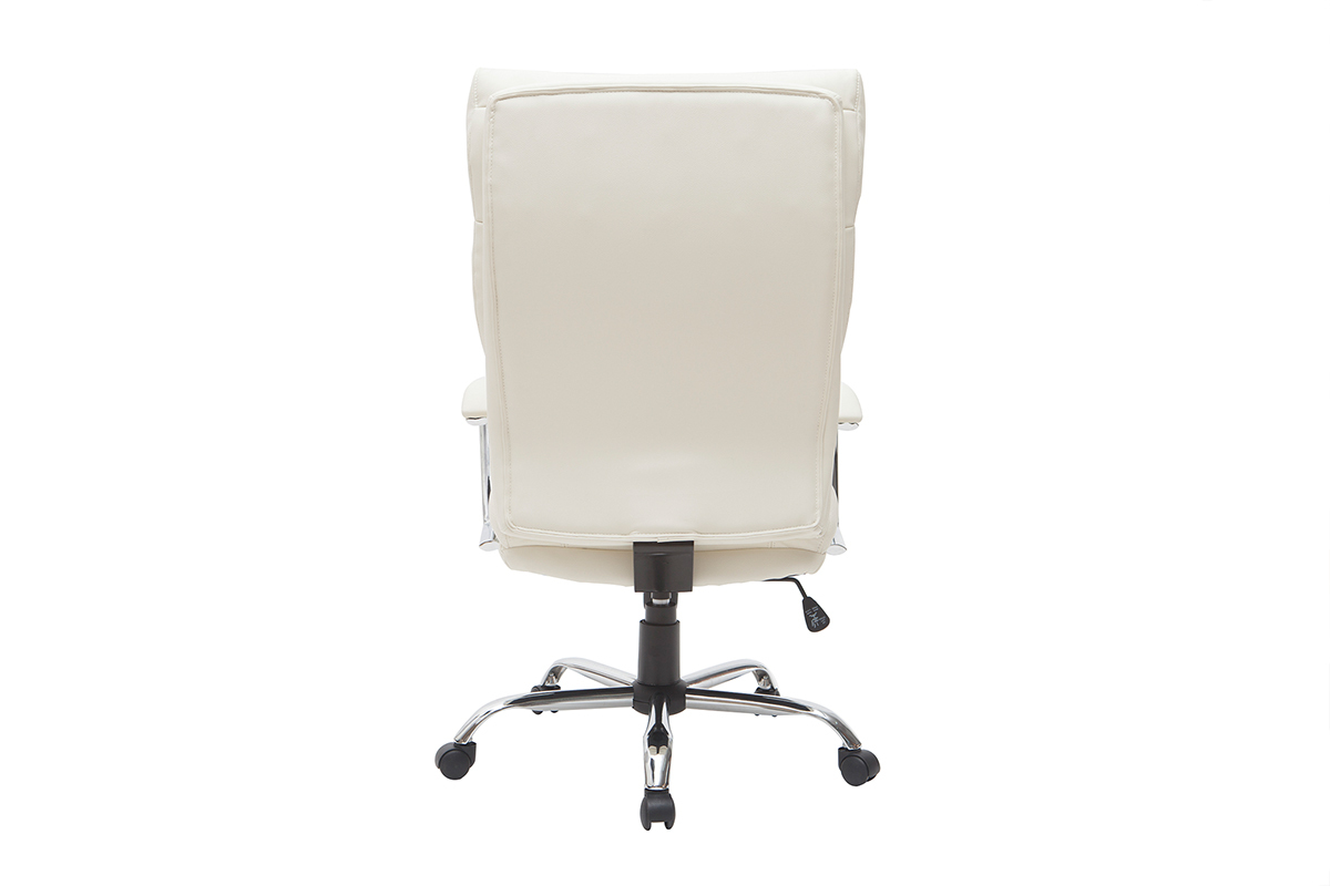 Fauteuil de bureau design cuir blanc TILIO - cuir de vache