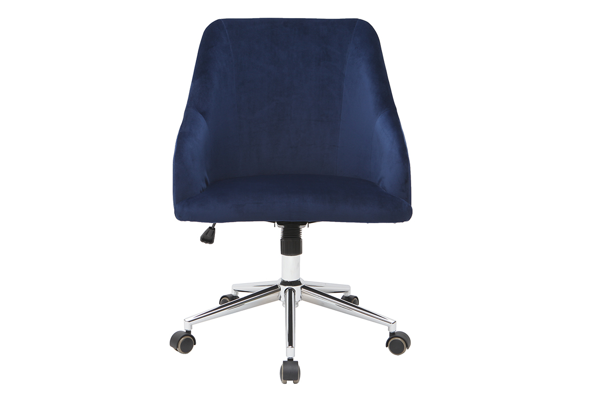 Fauteuil de bureau design en velours bleu nuit SCARLETT