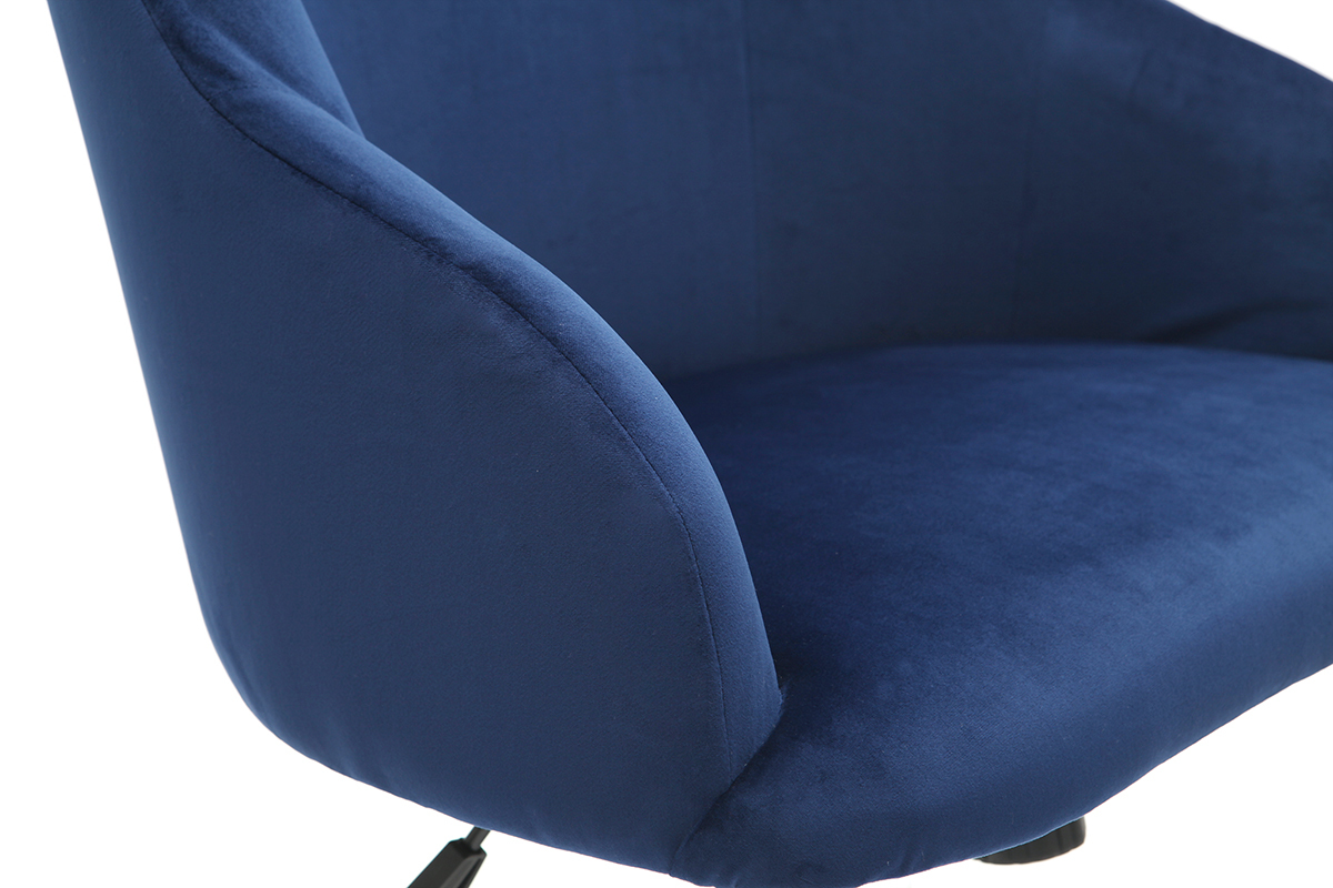 Fauteuil de bureau design en velours bleu nuit SCARLETT