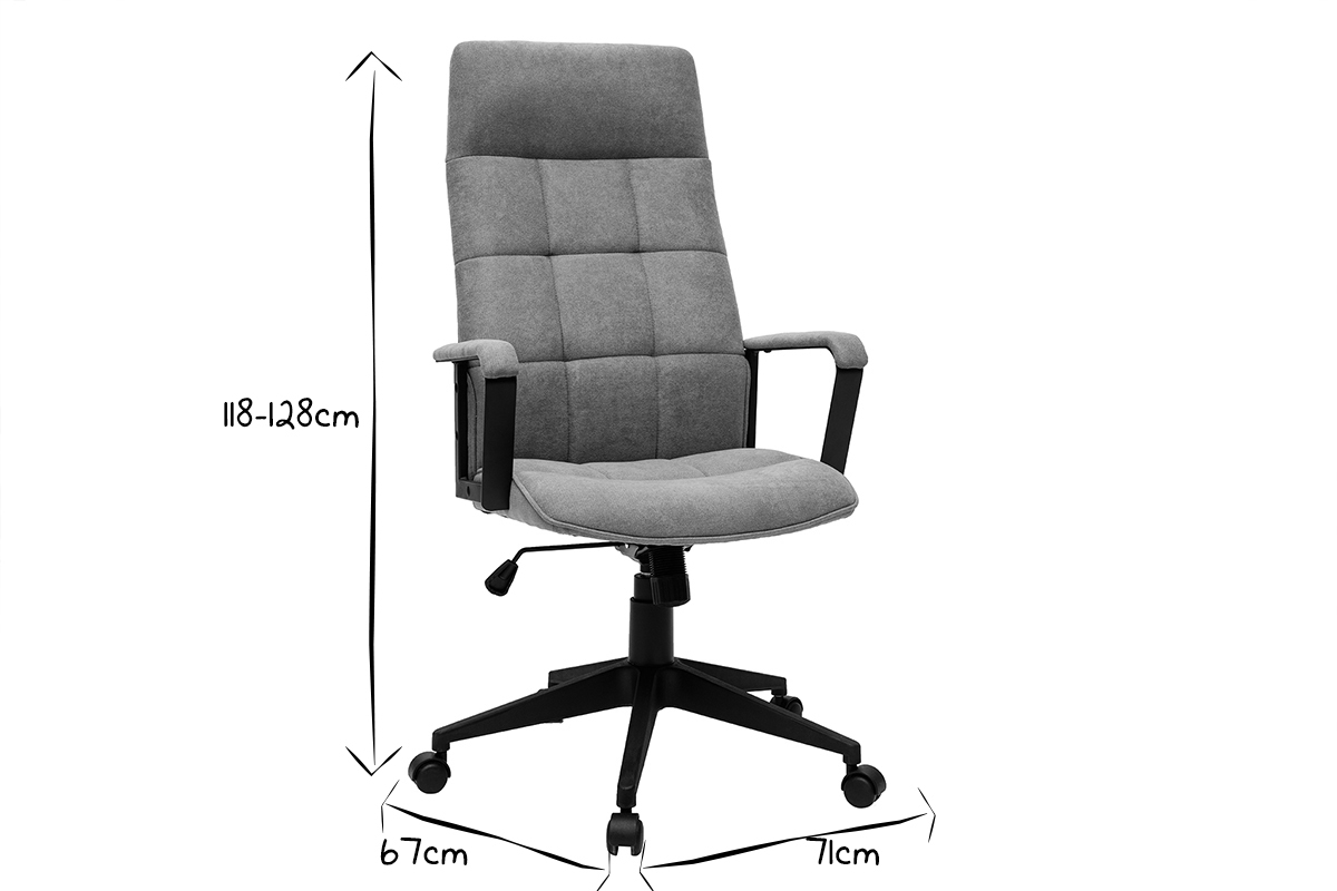 Fauteuil de bureau design m�tal et tissu gris MARSHALL