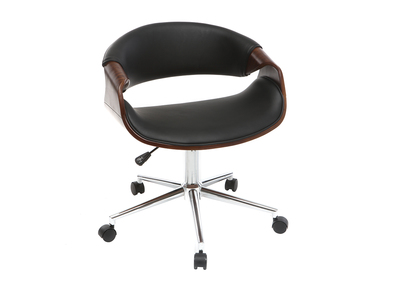 Fauteuil de bureau design noir et noyer ARAMIS