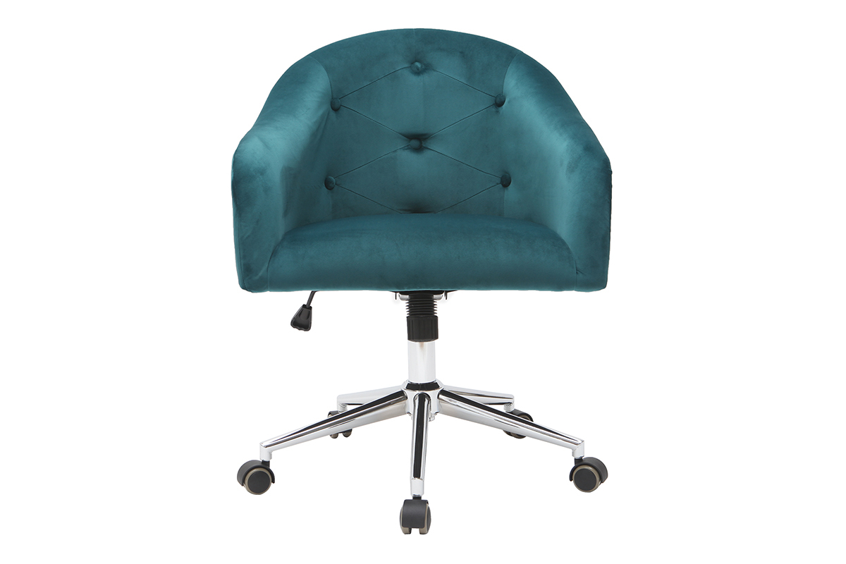 Fauteuil de bureau en velours bleu p�trole SHARON
