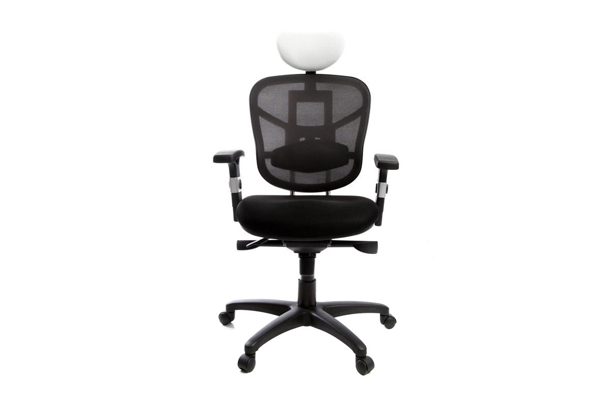 Fauteuil de bureau ergonomique noir avec appuie-t�te blanc UP TO YOU