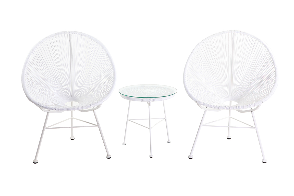 Fauteuil de jardin en fils de r�sine blanc BELLAVISTA