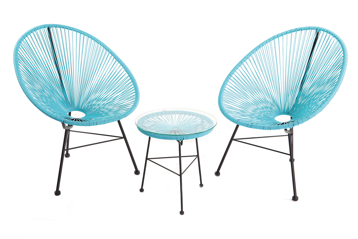 Fauteuil de jardin en fils de r�sine turquoise BELLAVISTA