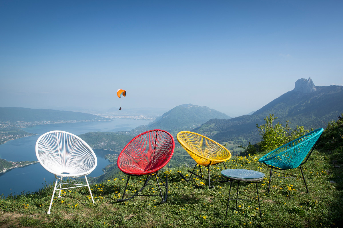 Fauteuil de jardin en fils de r�sine turquoise BELLAVISTA