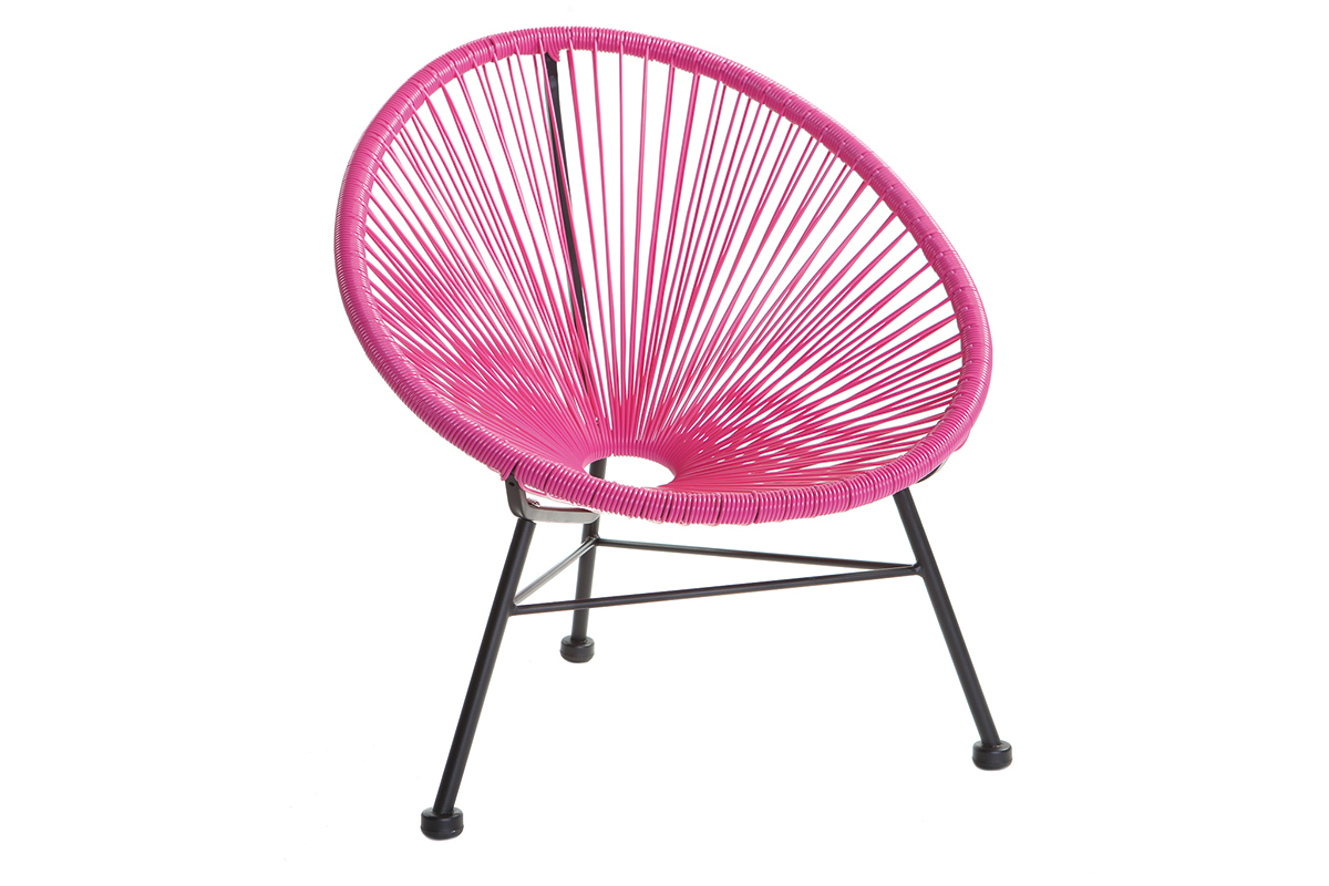 Fauteuil de jardin enfant en fils de r�sine rose BELLAVISTA