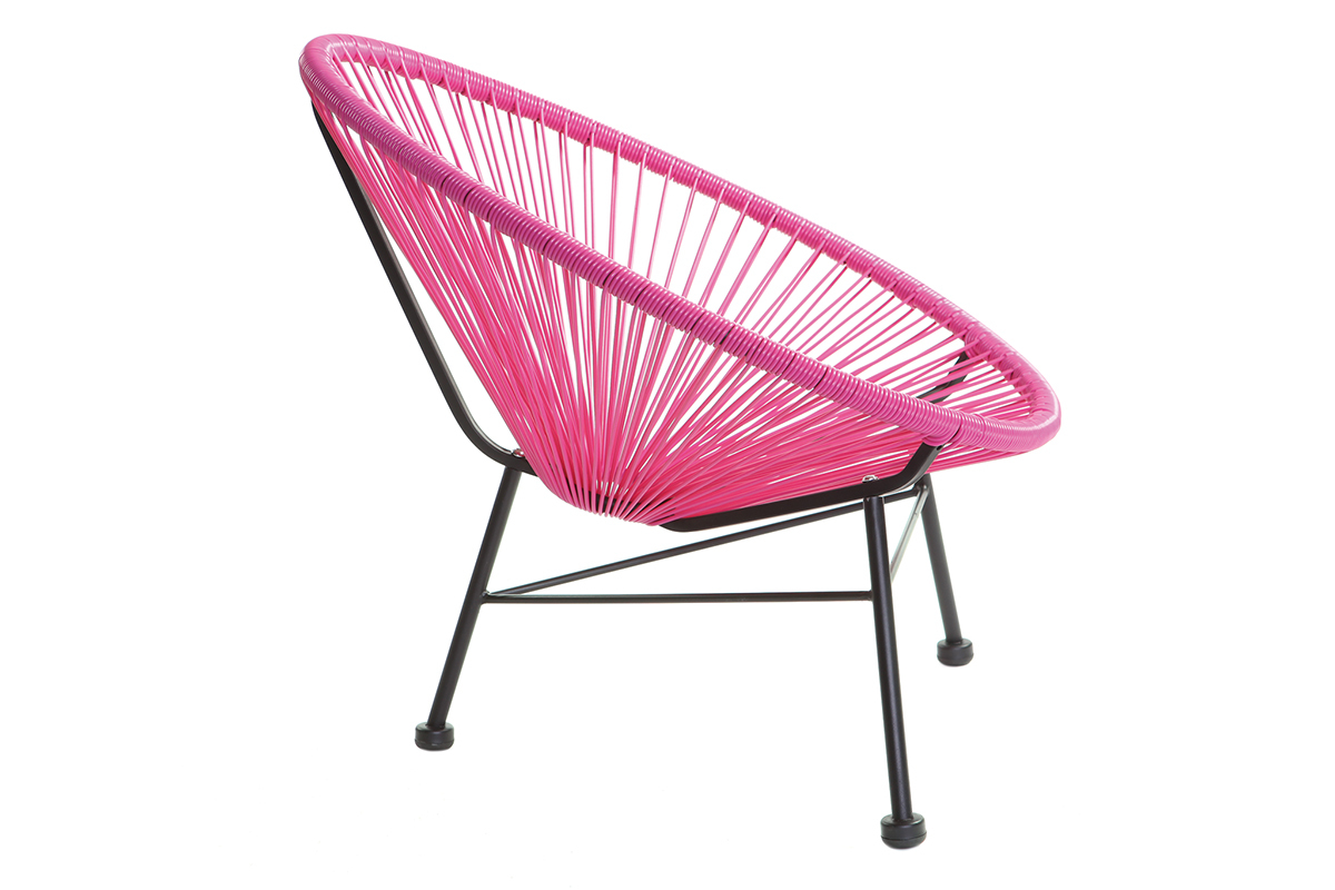 Fauteuil de jardin enfant en fils de r�sine rose BELLAVISTA