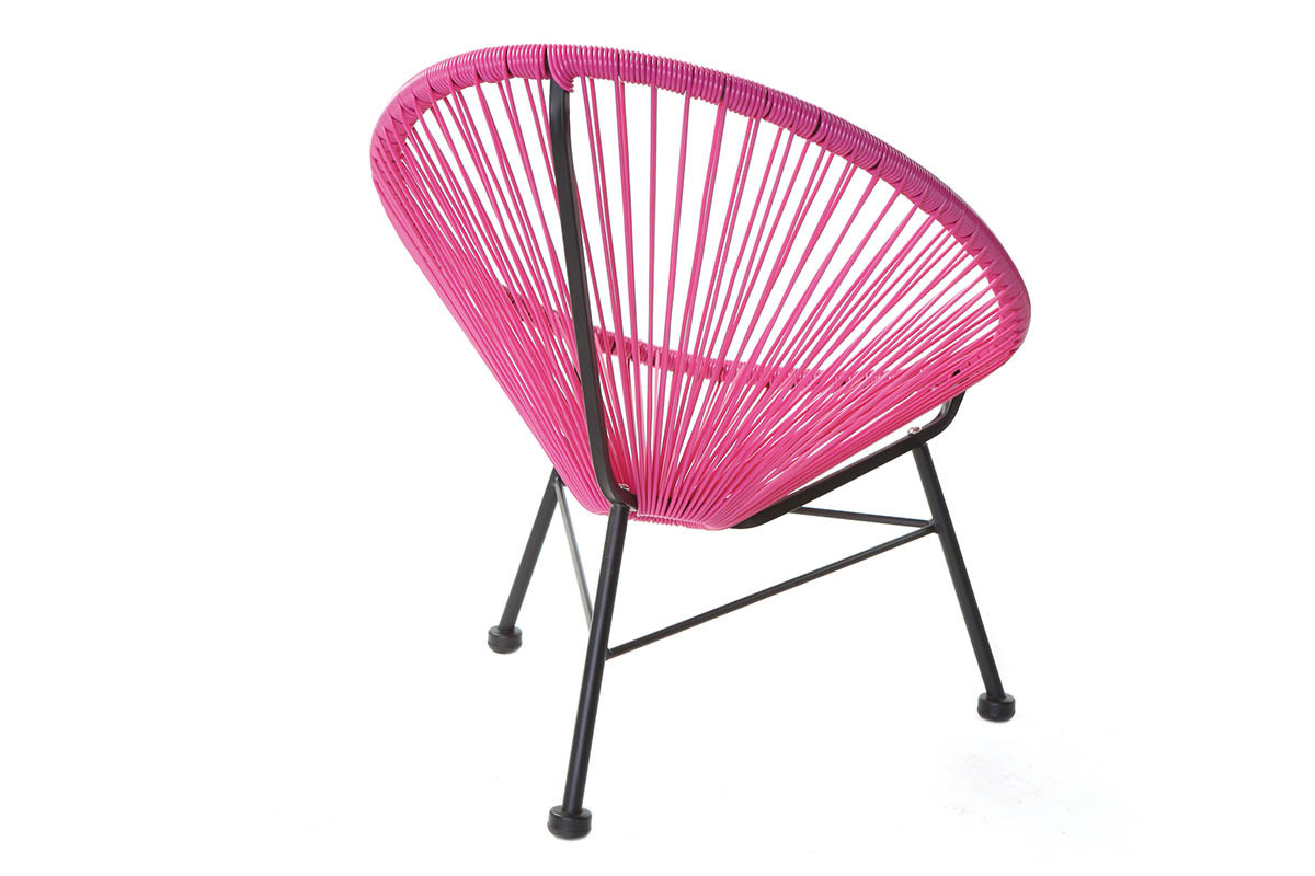 Fauteuil de jardin enfant en fils de r�sine rose BELLAVISTA