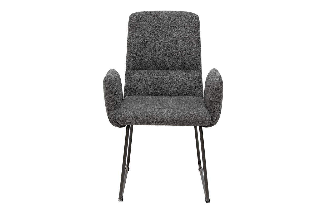 Fauteuil de table moderne en tissu gris et m�tal noir MYST