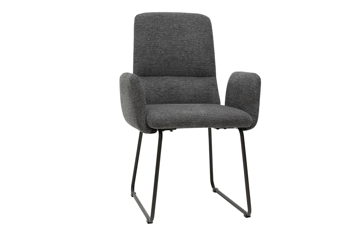 Fauteuil de table moderne en tissu gris et m�tal noir MYST