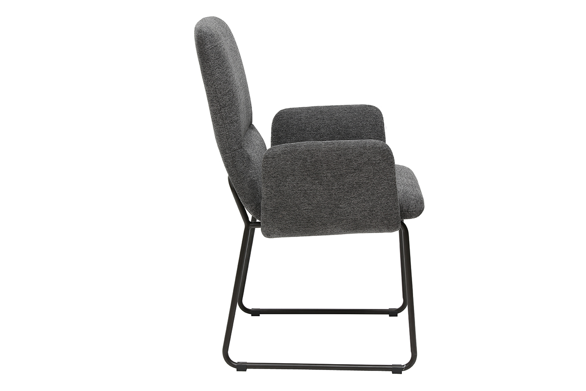 Fauteuil de table moderne en tissu gris et m�tal noir MYST