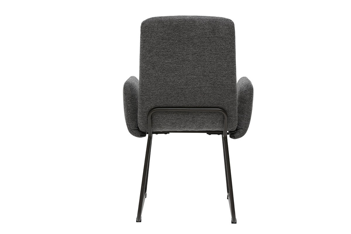 Fauteuil de table moderne en tissu gris et m�tal noir MYST