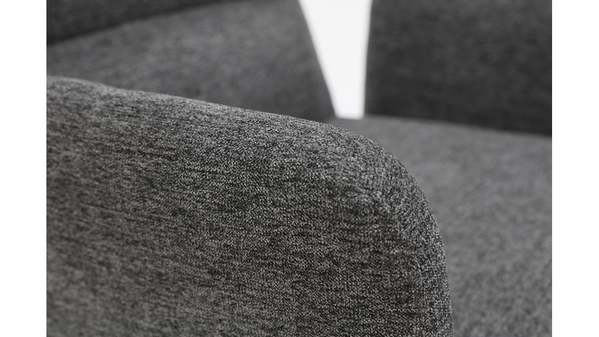 Fauteuil de table moderne en tissu gris et mtal noir MYST