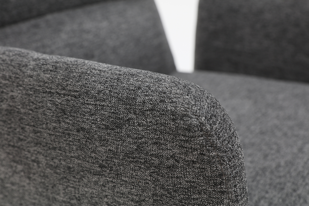 Fauteuil de table moderne en tissu gris et m�tal noir MYST