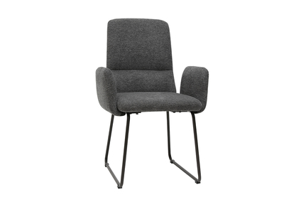 Fauteuil de table moderne en tissu gris et m&eacute;tal noir MYST