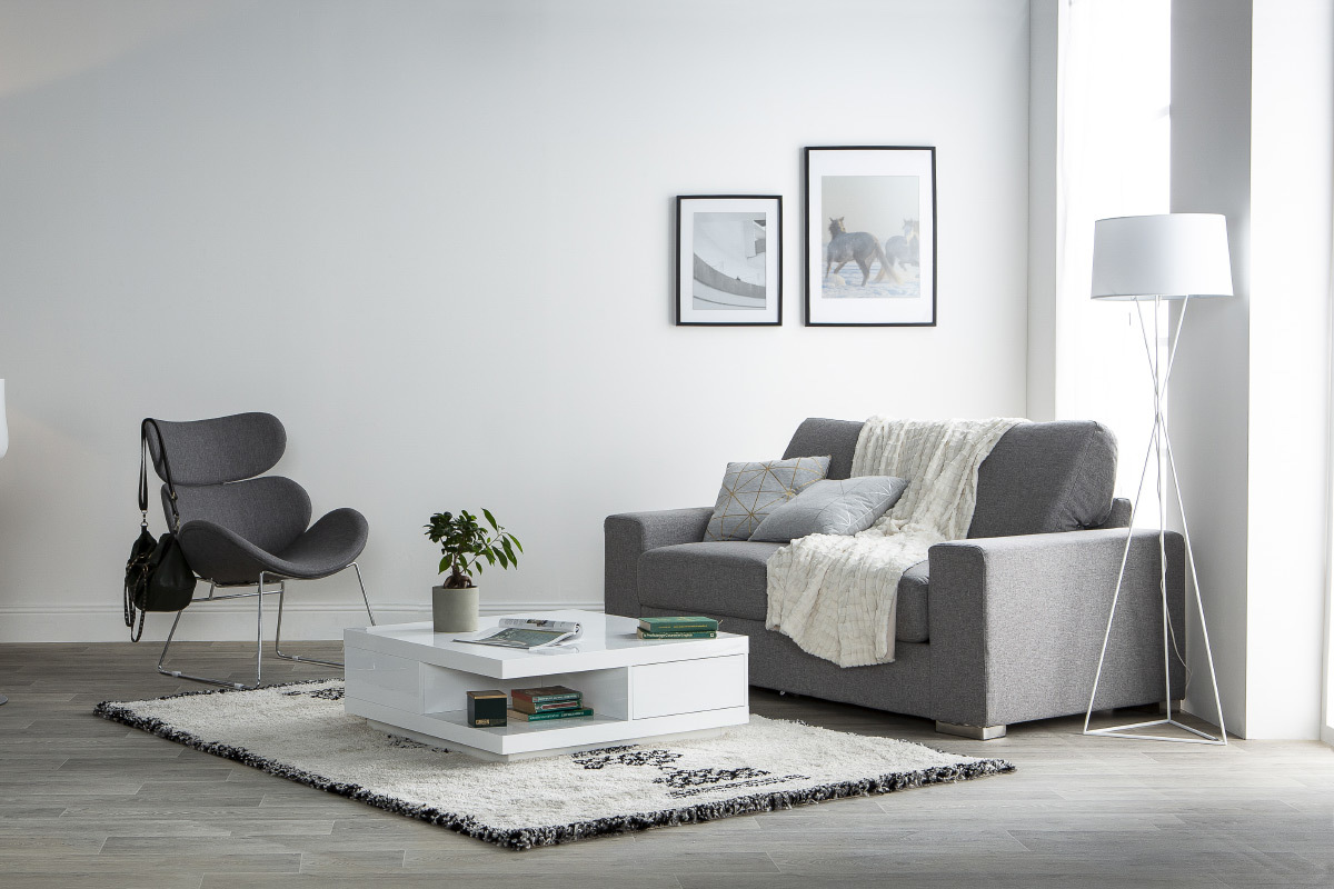 Fauteuil design contemporain gris clair GABRIEL