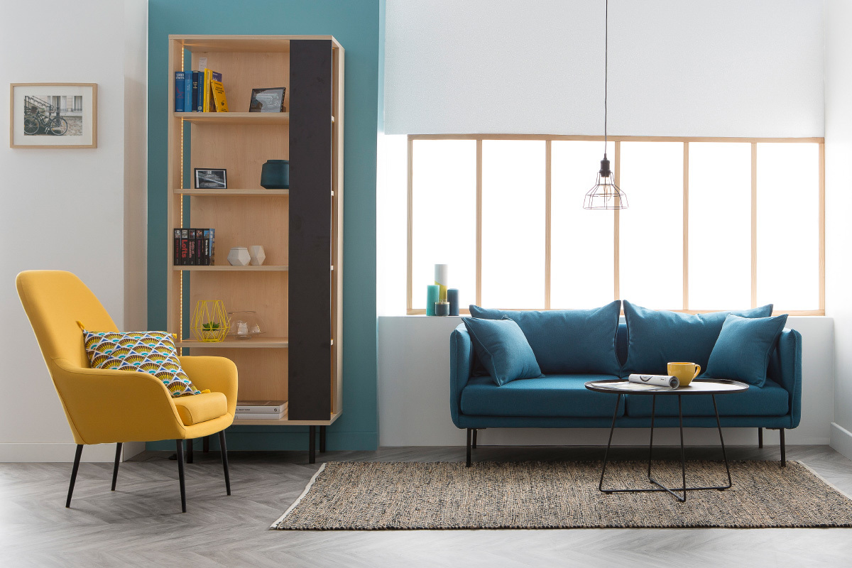 Fauteuil design contemporain jaune OSWALD