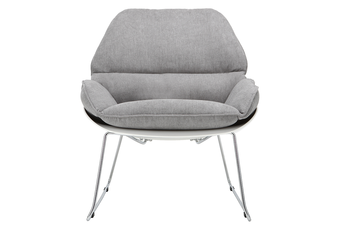 Fauteuil design coque blanche et tissu gris KOKON