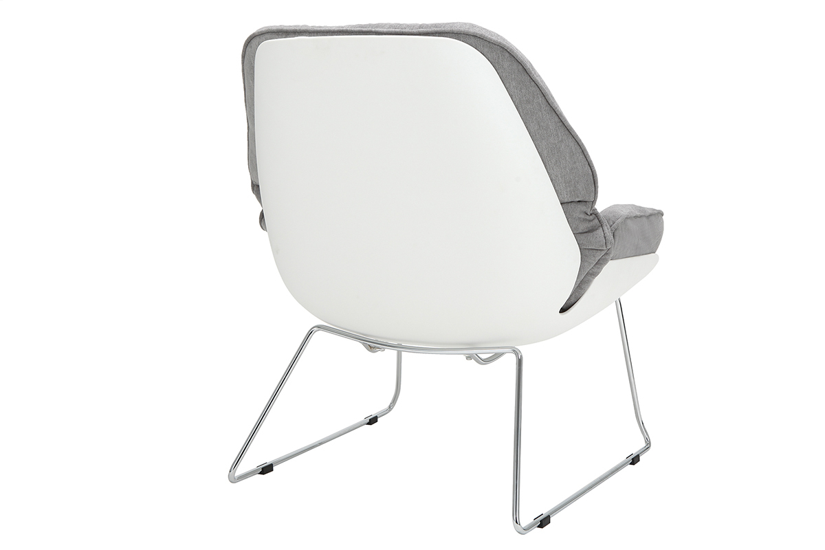 Fauteuil design coque blanche et tissu gris KOKON