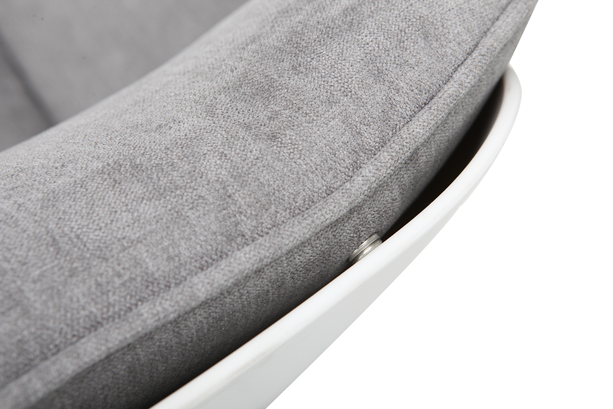 Fauteuil design coque blanche et tissu gris KOKON