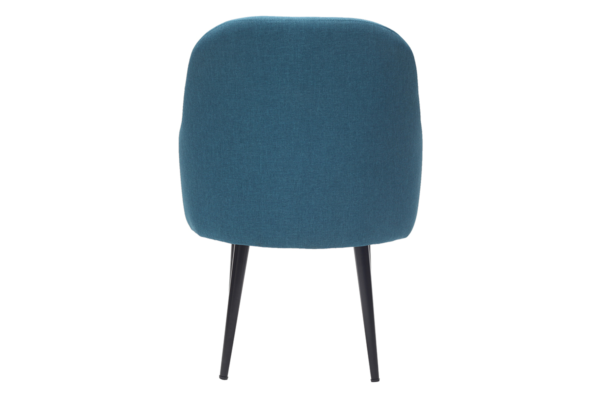 Fauteuil design en tissu bleu canard et pieds mtal noir AMON