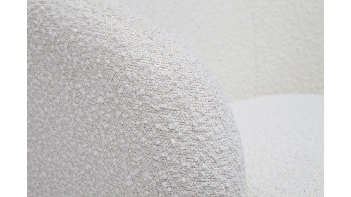 Fauteuil design en tissu effet laine boucle blanc cass et mtal noir MAGGIE