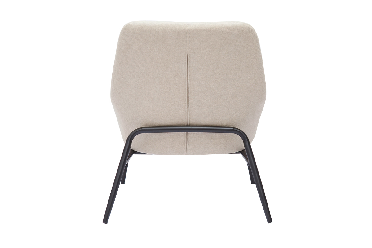 Fauteuil design en tissu effet velours beige et mtal noir MAXINE