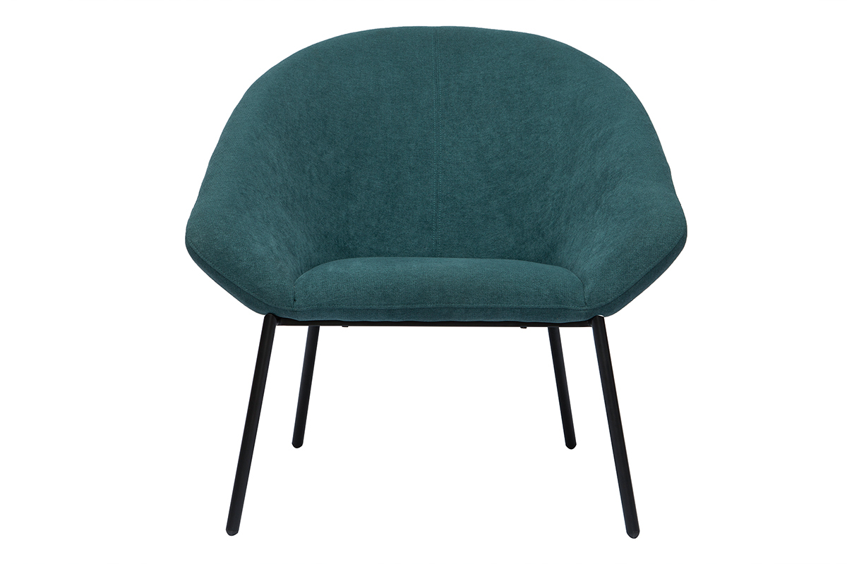 Fauteuil design en tissu effet velours bleu p�trole et m�tal noir KOK