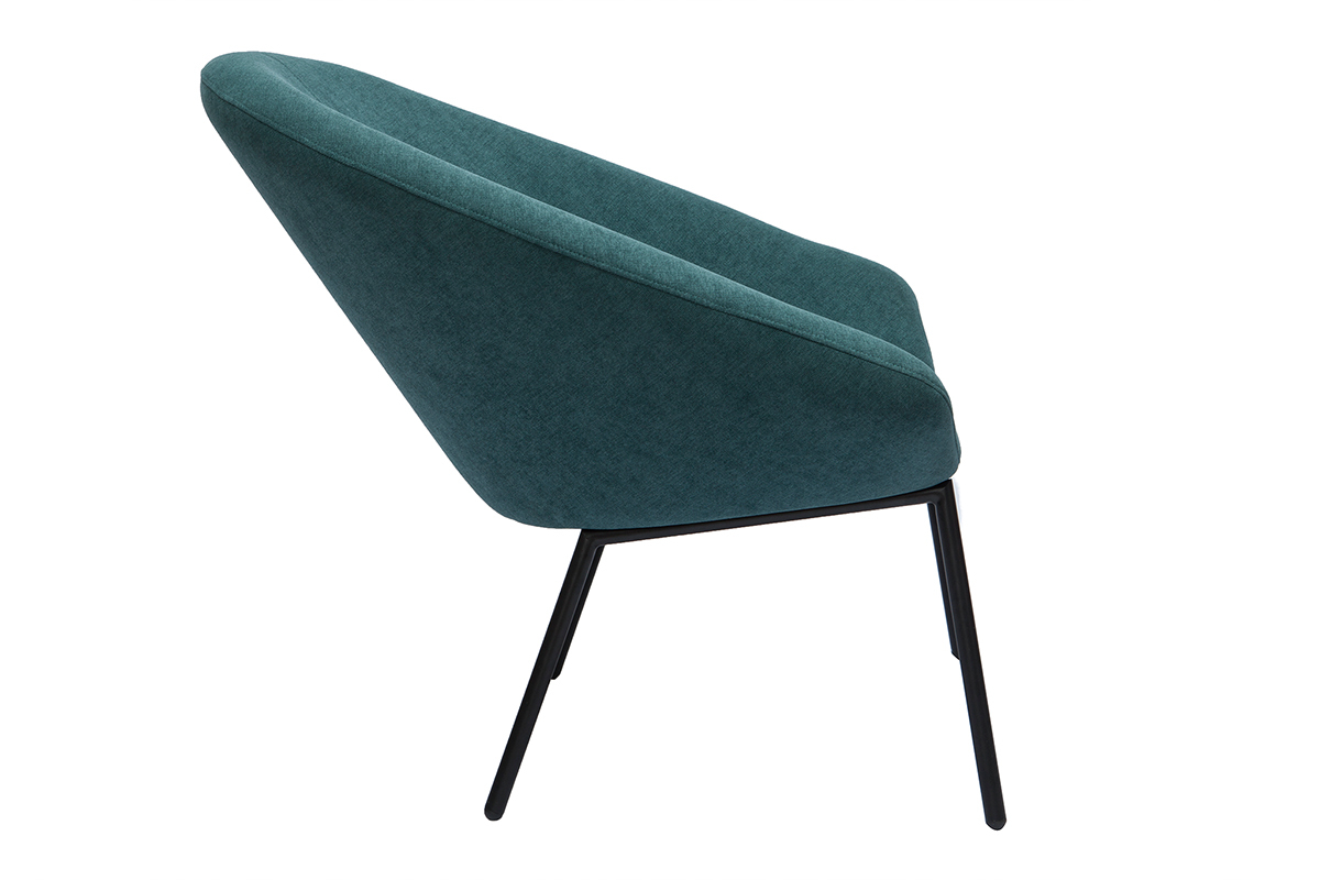 Fauteuil design en tissu effet velours bleu p�trole et m�tal noir KOK