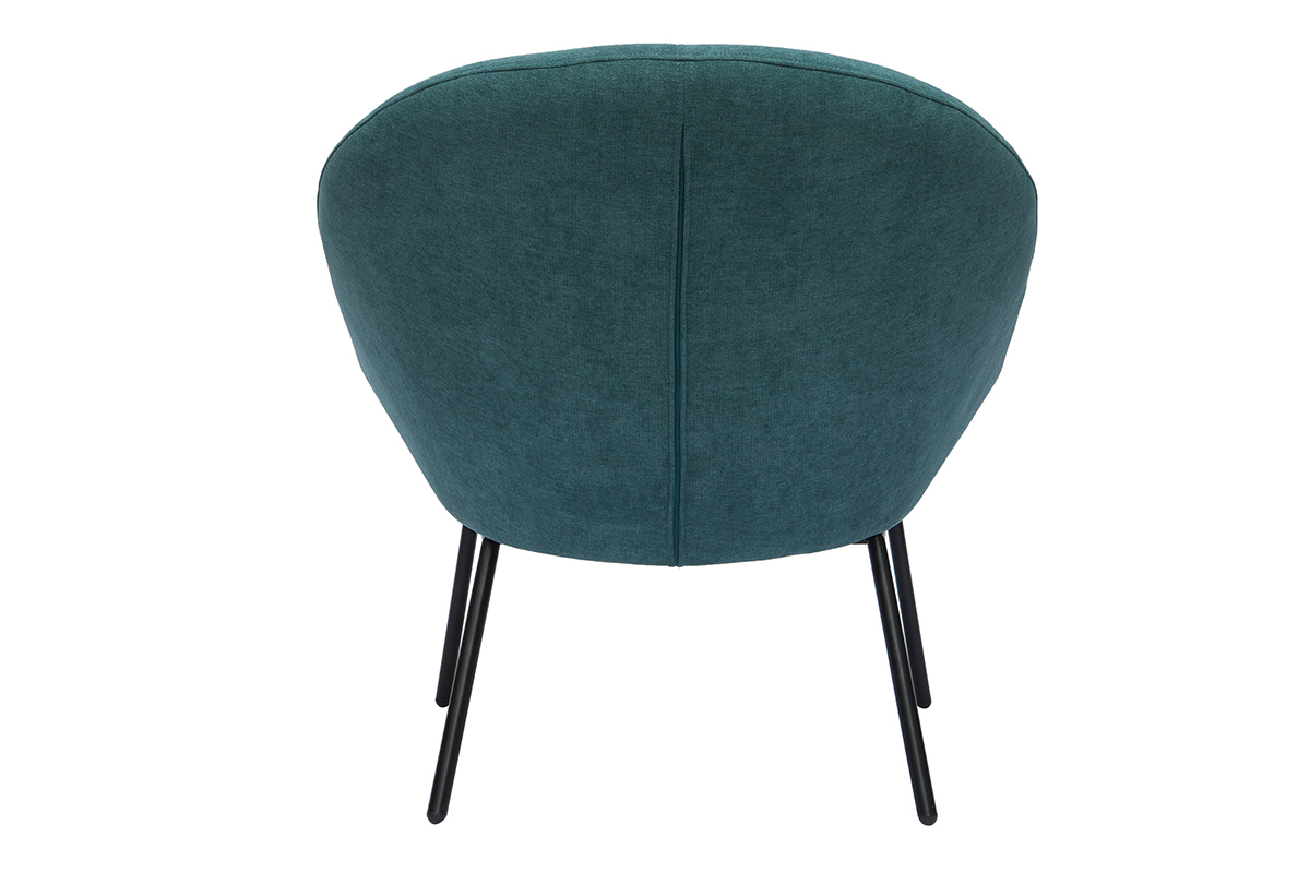 Fauteuil design en tissu effet velours bleu p�trole et m�tal noir KOK